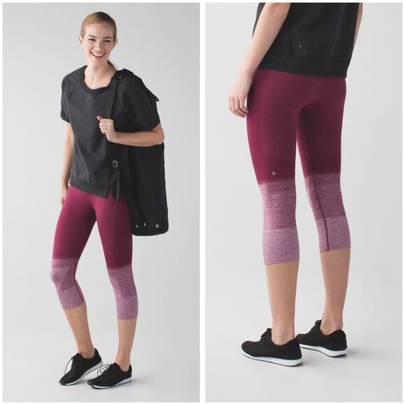 Lululemon Women's Seamlessly Street Crop Size 6 Activewear Dashing Purple Yoga - Picture 9 of 9